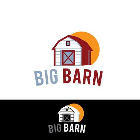 Farm barn isolated on white background vector object in retro style. Can be used for logo or badge.のイラスト素材