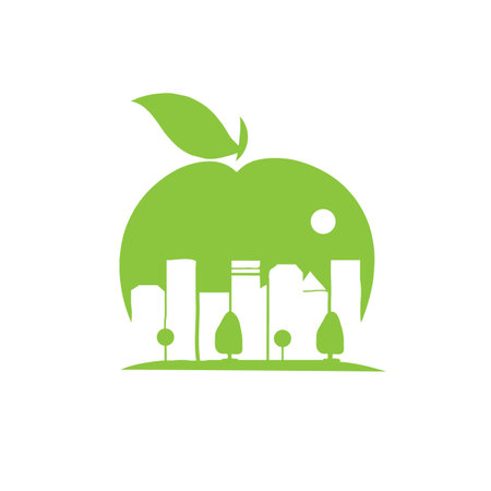 apple city, negative space style image designsのイラスト素材