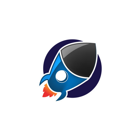 rocket ship with fire. Isolated on white. Flat icon. Vector illustration with flying rocket. Space travel. Project start up sign. Creative idea symbolのイラスト素材