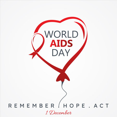 World AIDS Day letter vector concept design on white background. Aids Awareness icon design for poster, banner, background. Vector illustrationのイラスト素材