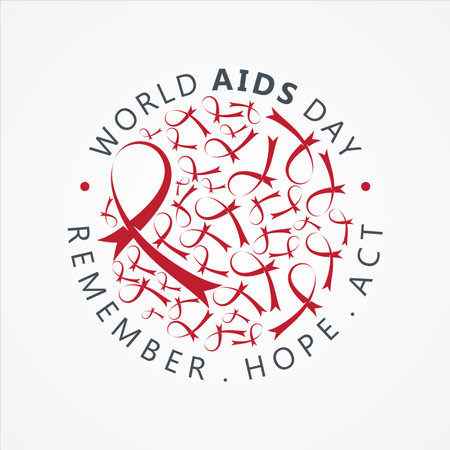 World AIDS Day letter vector concept design on white background. Aids Awareness icon design for poster, banner, background. Vector illustrationのイラスト素材