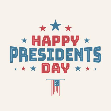 Vintage letter happy Presidents Day with american color flag. Vector illustration Hand drawn text lettering for Presidents day in USA. Vector illustrationのイラスト素材