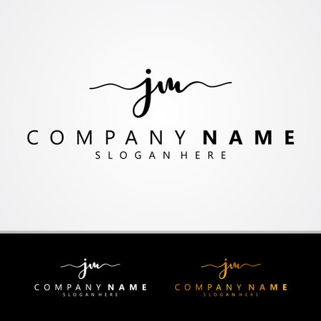 J M JM initial symbol signature vector design with different color. Handwriting concept symbol design.  Vector illustrationのイラスト素材