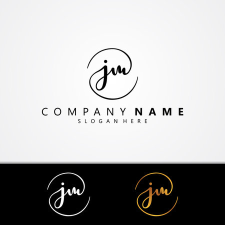 J M JM initial symbol signature vector design with different color. Handwriting concept symbol design. Vector illustrationのイラスト素材