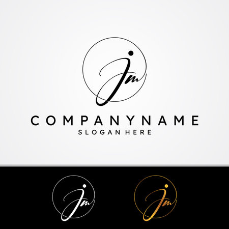 J M JM initial symbol signature vector design with different color. Handwriting concept symbol design. Vector illustrationのイラスト素材