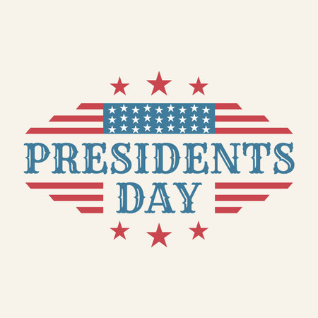Vintage text Presidents Day with american color flag. Vector illustration Hand drawn text lettering for Presidents day in USA.のイラスト素材