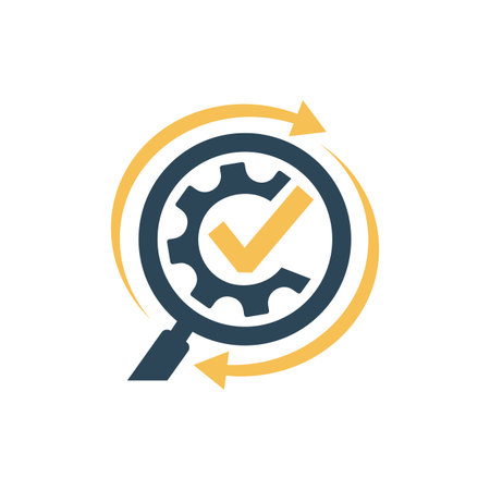 magnifying glass icon design vector illustration. icon of search glass search engine symbol with check mark for verified or good choice company person site etc.のイラスト素材
