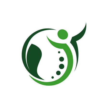 simple chiropractic icon. shilhouette of actve people and spine. spinal care vector template illustrationのイラスト素材