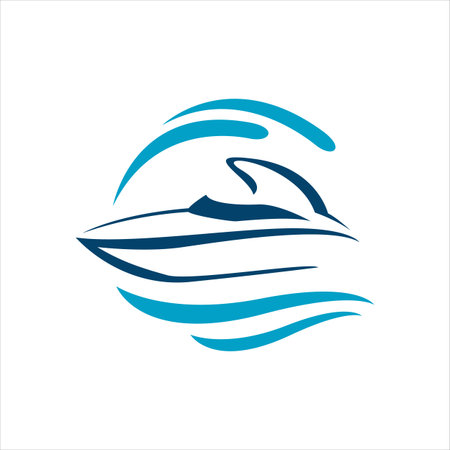 sailing yacht ship boat icon design vector on the water ocean waveのイラスト素材