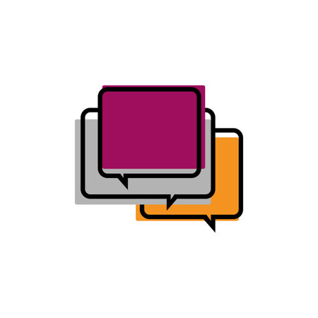 stylish overlapping square shape of speech bubble chat graphic vector icon designのイラスト素材