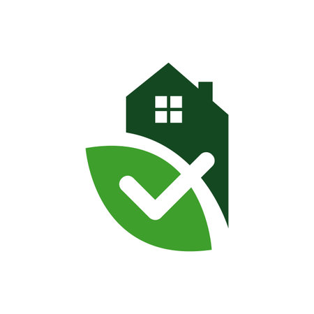 house with check mark template illustration for healthy home sign verified estate icon design vector.のイラスト素材