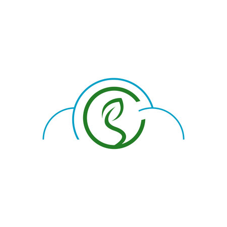 weather control climate change  vector icon. simple shilhoutte of cloud and green elements for natural temperature change symbol.のイラスト素材
