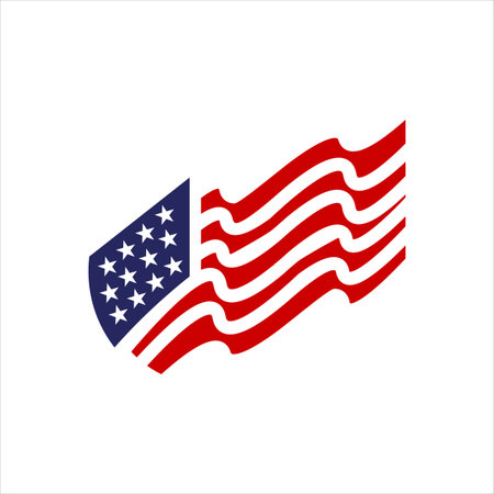 red blue star and stripes america US flag icon design . USA flags elements vector icons templateのイラスト素材