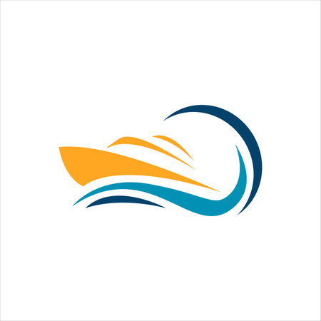 sailing yacht ship boat icon design vector on the water ocean waveのイラスト素材