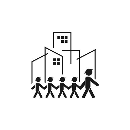 boy scout  Vector Illustration. Young Boy and Girls Scout and Trainer doing camping in the city design template Isolated on a white backgroundのイラスト素材