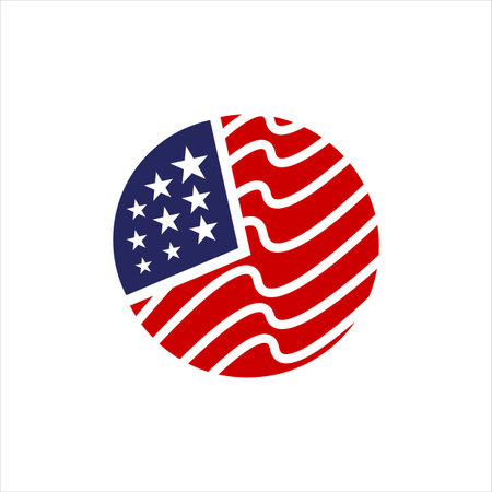 red blue star and stripes america US flag  design . USA flags elements vector icons templateのイラスト素材