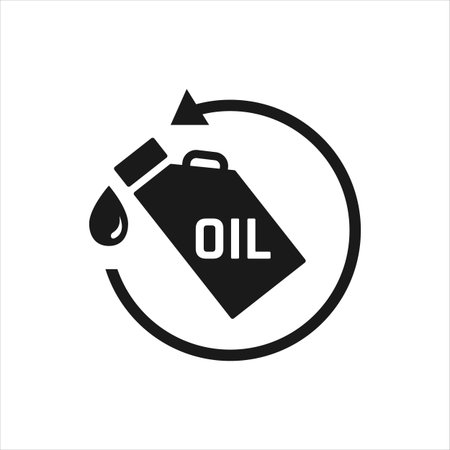oil change icon  vector. silhouette of oil canister bottle gear and circle arrow .symbol for automotive machine engine.のイラスト素材