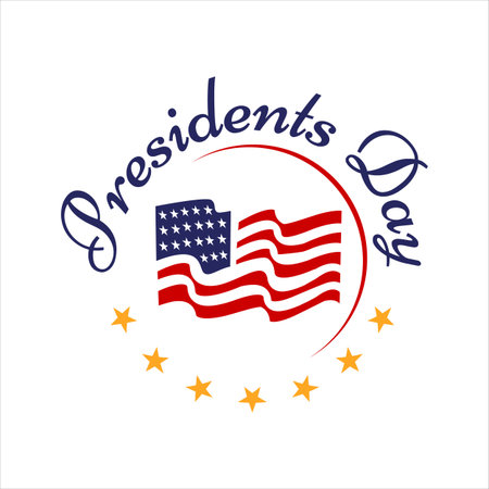 Happy Presidents Day hand drawn text lettering for Presidents day in USA vector illustration graphic design. Colorful calligraphic design for print greetings card, sale, poster, banner, web banner.のイラスト素材