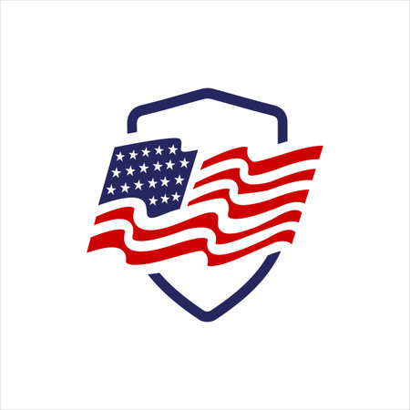 red blue star and stripes america US flag icon design . USA flags elements vector icons templateのイラスト素材