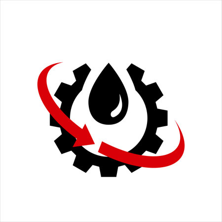 oil change icon icon vector. silhouette of oil canister bottle gear and circle arrow .symbol for automotive machine engine.のイラスト素材