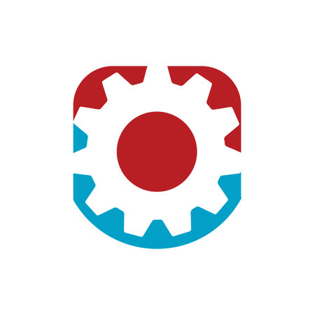 creative simple gear icon design. gear and cogs vector. Sign of machine work design modern industry company  icon illustrationのイラスト素材