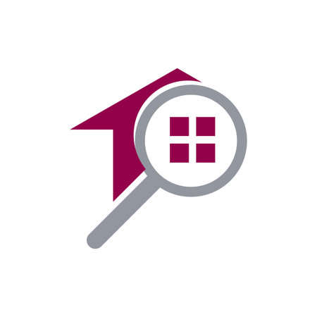 Searching House icon . Search Home icon With Magnifying Glass Symbol, icon Design illustrationsのイラスト素材
