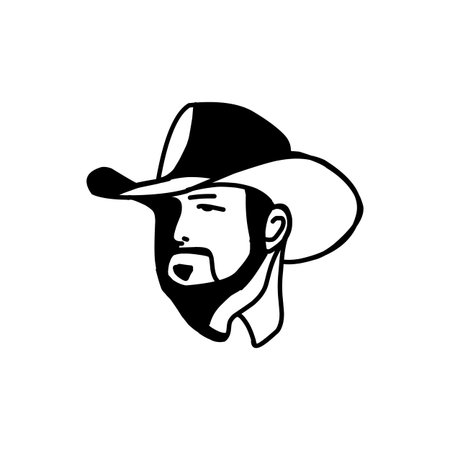 icon template with the image of the man in hat. Cowboy. Sheriff. Mascot.のイラスト素材