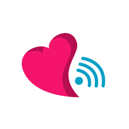 wifi love icon Vector. Heart shape and wifi sign icon symbol Concept illustrationのイラスト素材