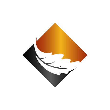 falling leaf icon vector illustration. square with negative style leaf shape graphic conceptのイラスト素材