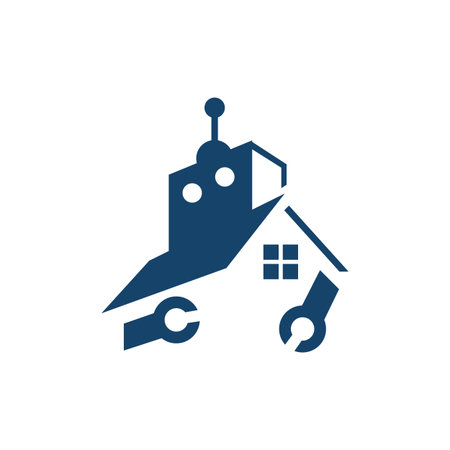 home automation house robot icon design vector creative illustration conceptのイラスト素材