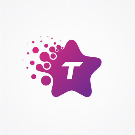 Vector stars pixel for technology symbol letter T design minimalist. T letter for your best business symbol. Vector illustrationのイラスト素材