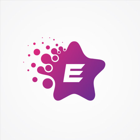 Vector stars pixel for technology symbol letter E design minimalist. E letter for your best business symbol. Vector illustrationのイラスト素材