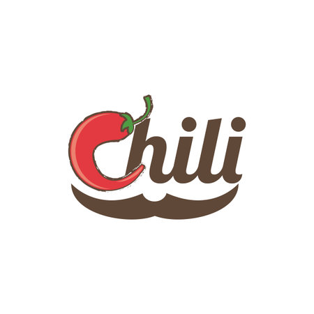 Hot chili pepper icon, icons and emblems, with hand drawn lettering compositionのイラスト素材