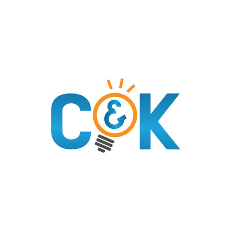 Initial letters C&K with bulb shape in blue and orange simple modern iconのイラスト素材