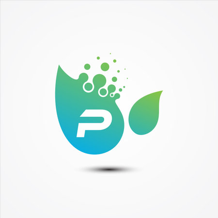Leaf vector design with P letter symbol design minimalist. P letter for your best business symbol. Vector illustrationのイラスト素材