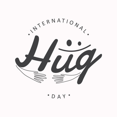 Vector typographic letter Hug Day with abstract hand illustration design. Hug Day vector cencept design for element design.  Vector illustrationのイラスト素材