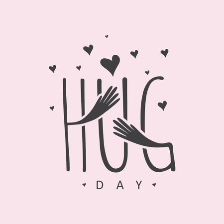 Vector typographic letter Hug Day with abstract hand illustration design. Hug Day vector cencept design for element design. Vector illustrationのイラスト素材