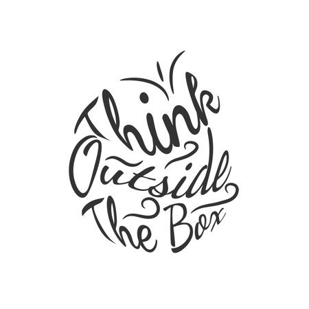 Think outside the box quote lettering. Calligraphy inspiration graphic design typography element. Hand written postcard. Cute simple vector sign.のイラスト素材
