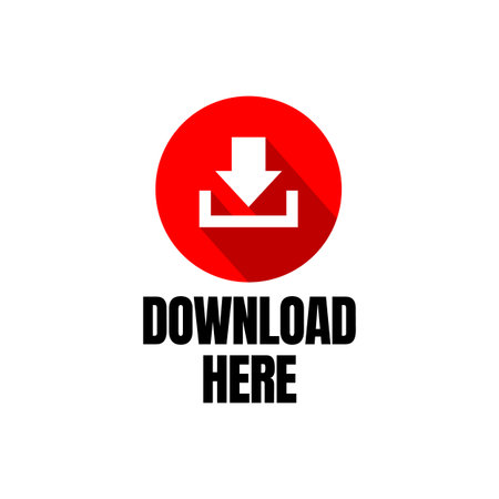 Download Here Button Stylist Text Rounded Rectangular Shape with Download Sign Vector Symbolのイラスト素材