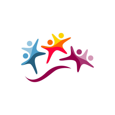 creative Three 3 people logo design vector group of persons signのイラスト素材