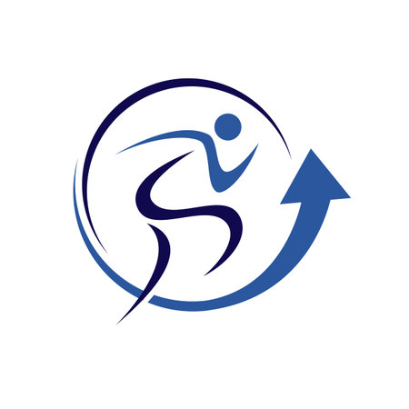 new simple physical training logo vector healthy people and arrow up illustrationsのイラスト素材