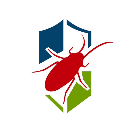 pest control logo design vector insect protection examination icon template illustrationのイラスト素材