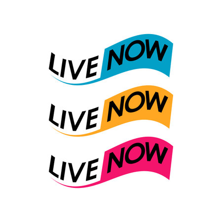 live now logo icon for TV News Entertaining show online sign banner vector illustrationのイラスト素材