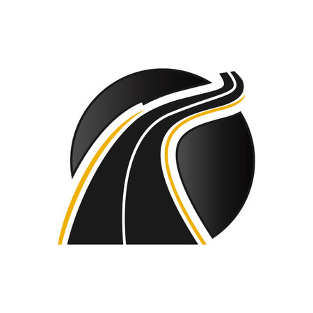 Road construction creative symbol layout. Paving logo design concept. Asphalt repair company sign ideaのイラスト素材