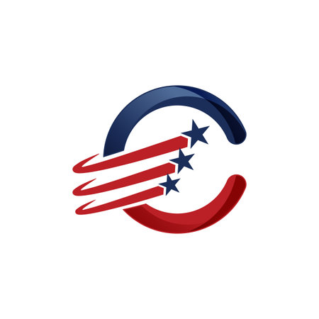 abstract Letter C with star Logo design vector template.のイラスト素材