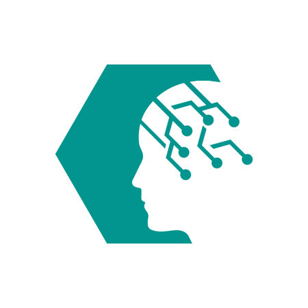 machine learning logo design vector illustrations brain ai technology human templateのイラスト素材