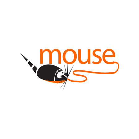 Vector mouse computer logo. Black Rat cartoon icon isolated.のイラスト素材