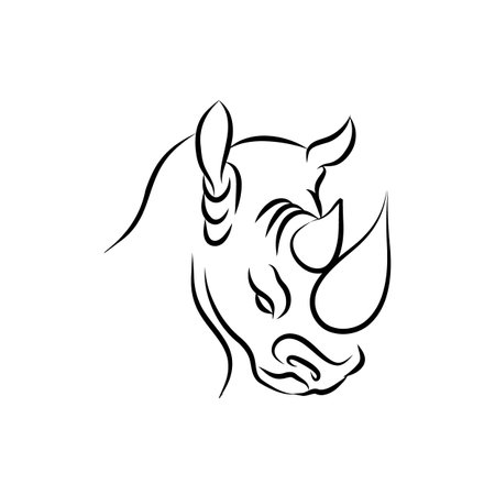 One line silhouette design of rhino.hand drawn minimalistic style vector illustrationのイラスト素材