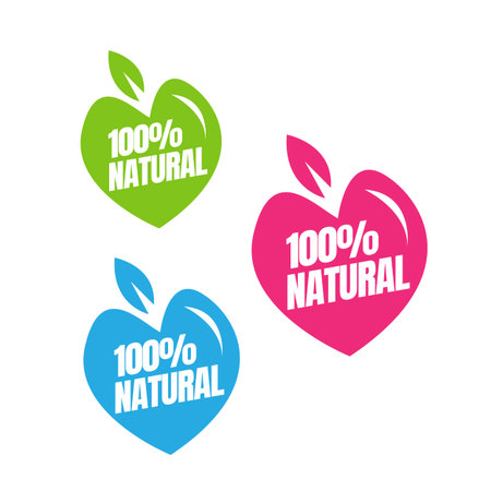 100% percent natural logo design healty food stamp vector illustrationsのイラスト素材