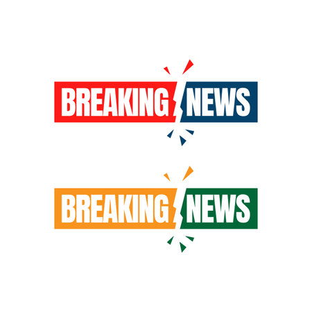 Breaking news minimalistic logo icon for News Entertaining show sign banner vector illustrationのイラスト素材